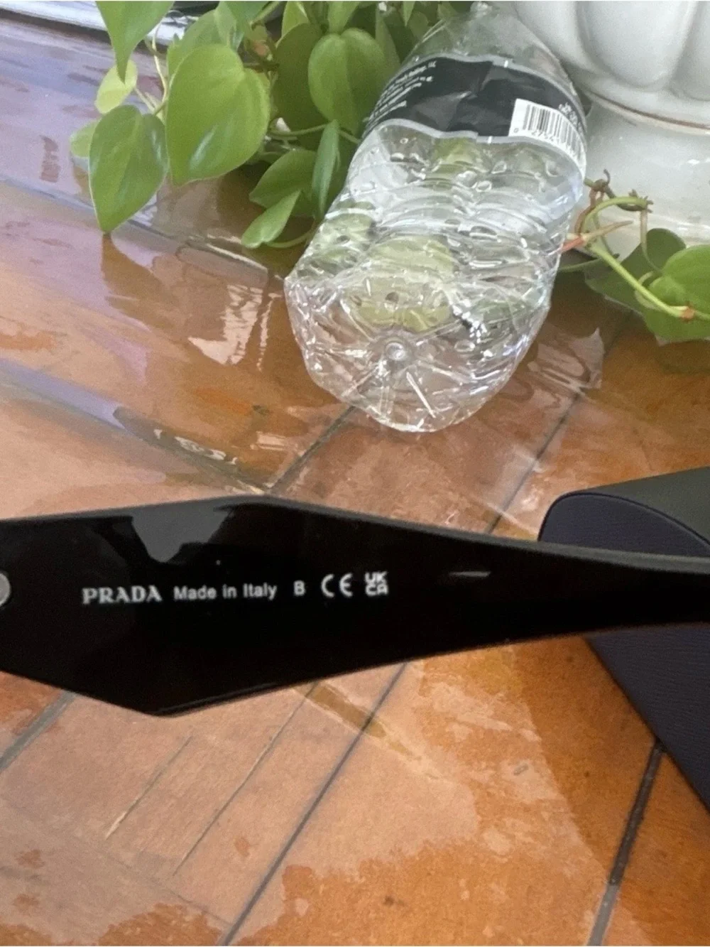 Prada Black Rectangular Sunglasses with Dark Lenses